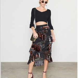 Gianni Bini Ruffle Top with Floral Velvet skirt